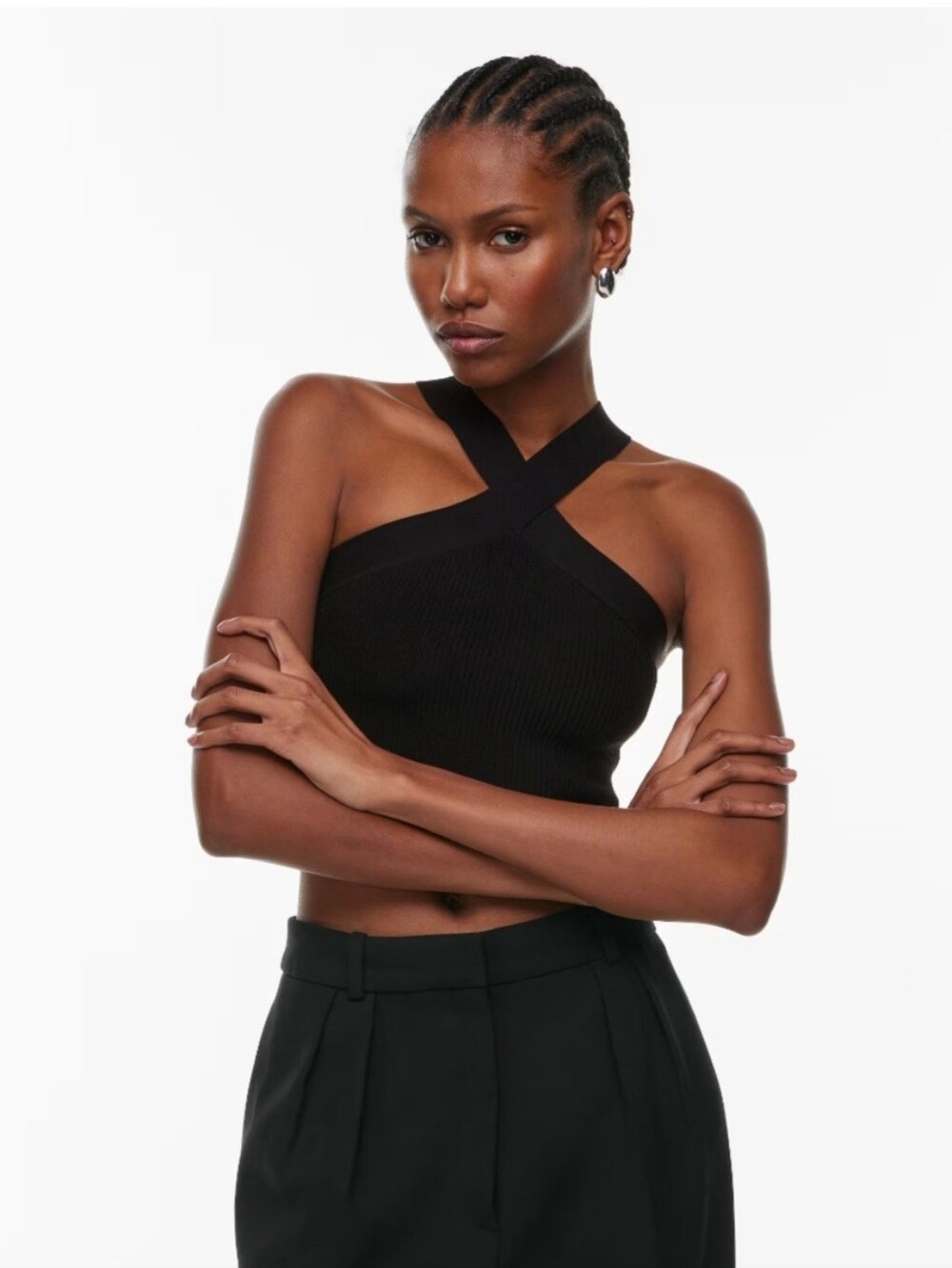 Aritzia Babaton Sculpt Criss Cross Cropp Tank In Size XS. Like New .